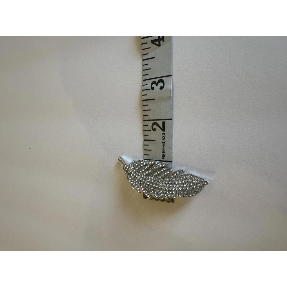 Sparkling Silver Feather Brooch Clip - Picture 3 of 4